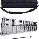 Foldable Glockenspiel Xylophone, 30 Note Glockenspiel Xylophone Wooden Frame Aluminum Bars Educational Percussion Musical Instrument Gift with Carrying Bag