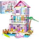 Beach House Building Set with Light, NO Compatible with Lego Friend House for Girls Age 812, 1346PCS Mini Bricks Seaside Villa, Creative Holiday Cottage Building Kits, for Girl 814