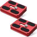 Frienda 2 Pieces Metal Quick Release Plate with 1/4''-20 Camera Screw Tripod Mount Plate Fits Standard for DSLR Camera Tripod Ball Head (Red,PU50)