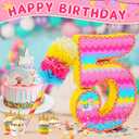 Number 5 Pinata for Birthday Party Decorations, Unicorn Mermaid Theme Pink Piata Games Toy (5th)