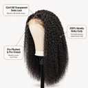 VibeFusion Kinky Curly Wig Human Hair 13x4 HD Lace Front Wig 200% Density Pre-Plucked Pre-Cut 18 Inch Brazilian Virgin Hair Wigs for Women