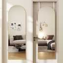 Arched Full Length Door Mirror 14x48, Metal Frame with Protective Film, No-Drilling Hanging or Wall Mount, Hooks & Hardware Included, Full Body Mirror for Bedroom, Dorm, Gold