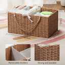 Angelhood Large Paper Rope Diaper Caddy, Baby Essentials Organizer, Portable Baby Shower Baskets Gift Bin, Car Storage Bag for Nursery