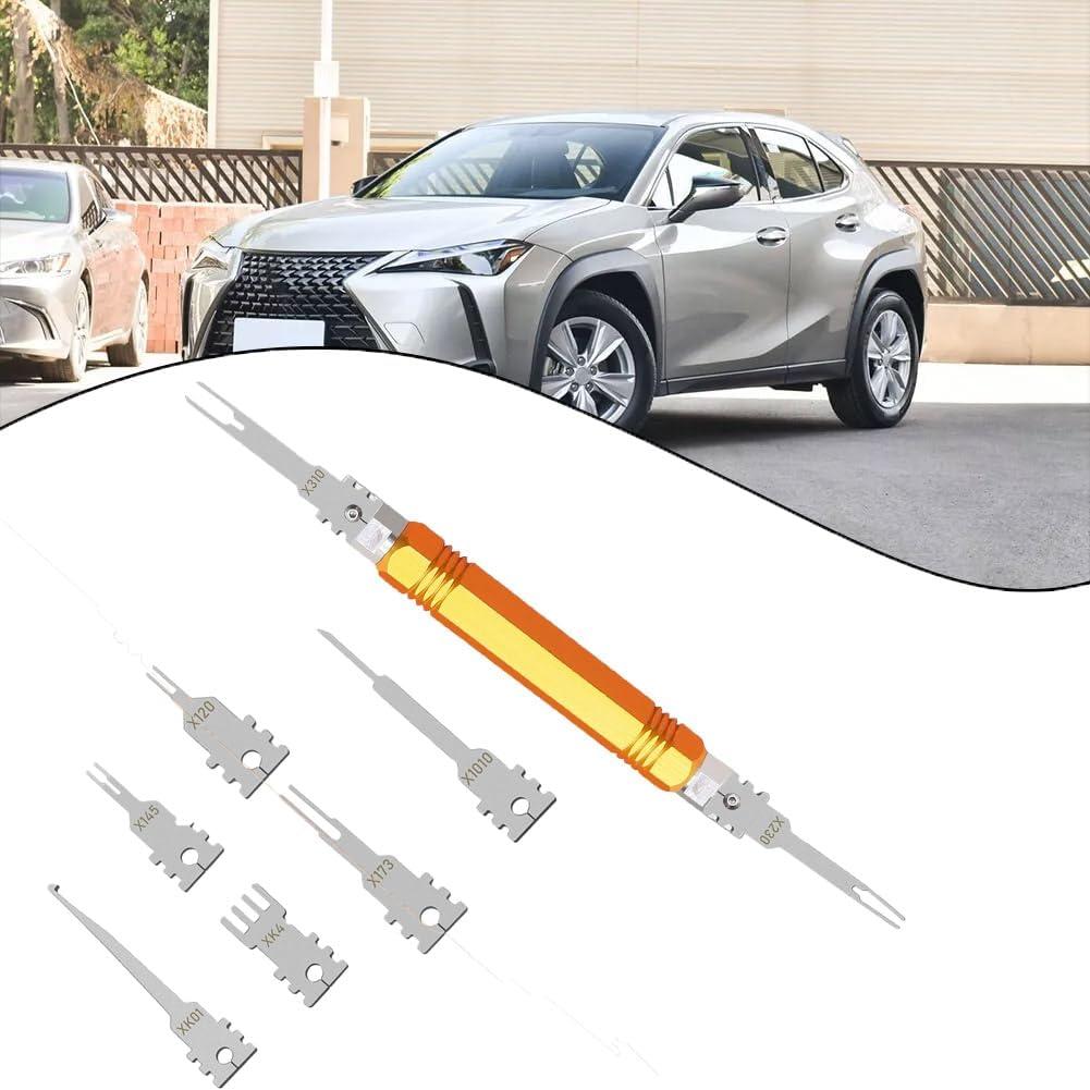 Terminal Removal Tool Kit, 8 PCS Electrical Pin Extractor Tool Double Head Detachable Terminal Release Tool for Metri,AMP,Molex Connector Automotive Repair Terminal Removal Tool