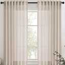 Anroduo Beige Linen Blend Short Kitchen Curtains 54 Inch Length 2 Panel Set Semi Sheer Light Filtering Back Tab Rod Pocket Drapes Modern Farmhosue Small Curtains for Cafe Bathroom Living Room 54 Inches Long