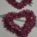 Valentine's Day Tinsel Decor in Pink and Red 14 x13 Inches Heart-Shaped Metal Wreath Frames Making Art Material Supplies for Valentines Wedding Wall Floral Garden Pack of 2