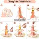 2 x Soleebee 3-Tier Cupcake Stand, Cardboard Cupcake Tower, Dessert Cup Cake Stand Tower for Birthday Wedding Party Decoration, Cupcake Tier Stand 2 Set (Pink Gold)