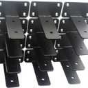 12 Pack - 4 inch Black Hidden L Shelf Bracket (1/5 Inch Thicked) Iron Floating Shelf Brackets Rustic Industrial Metal Brackets for Shelf Support