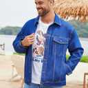 Bindefon Denim Jackets for Men Trucker Jean Jacket Unlined Coats Spring Fall Outfits (X-Small, Colored Blue)