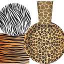 Serves 30 Guest Jungle Safari Zoo Animal Print Birthday Party Supplies Pack 9" Dinner Plates 7" Dessert Plates 12 oz Cups Napkins Zoo Animal Print Jungle Safari Themed