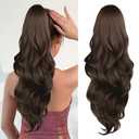 Brown Ponytail Extension, Drawstring Ponytail Extension for Women Long Brown Wavy Layered Pony Tails Hair Extensions 26 Inch Synthetic Clip in Ponytail Hairpiece for Women(Medium Brown)