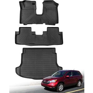 for Honda CR-V CRV 2011-2007 Floor Mats Cargo Liner LX SE EX EX-L Rubber Trunk Carpet All Season Weather Protector Waterproof Anti-Slip Tech,Automotive 2010 2009 2008 Car Interior Accessories Black
