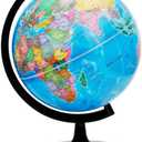 World Globe for Kids & Adults, 12 Inch Educational Tools with Stand, DIY Assembly Desk Decor Geography Learning Globe for Home Office Classroom Decor (Blue, 12 Inch)
