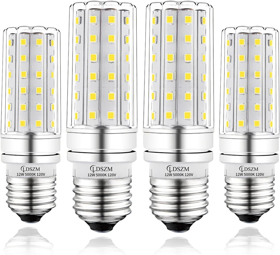 LED Light Bulb 100w Equivalent 1200 Lumen 5000K Cool Daylight White 12W Super Bright LED Bulb E26 Base Non-Dimmable Ceiling Fan Light Bulbs for Home Indoor LED Corn Light Bulb Pack of 4