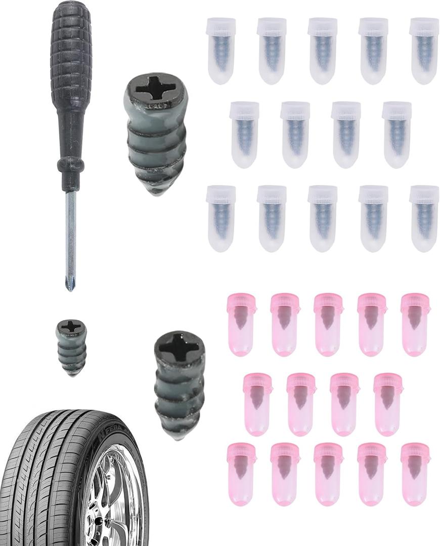 Tire Plug Kit,Car Accessories Tire Repair Rubber Nail Kit,Automotive Replacement Vacuum Tires Repair Tools,Suitable for Cars,Mountain Bikes, Electric Bikes,Motorcycles,Truck,Bus (30pcs)