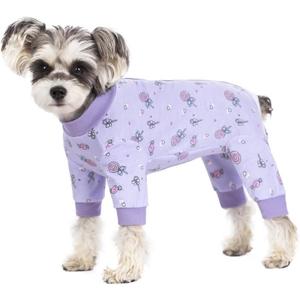 Dog Surgery Recovery Suit, Dog Onesie for Surgery Female Male Dogs, Dogs Pajamas Long Sleeve, Small Dogs Onesie, Abdominal Wound Bandages Surgical Suit, Cat Recovery Suit for Shedding Skin Disease (Medium, Lollipop)