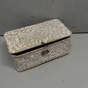 Sumnacon Wicker Basket with Lid Rectangle Woven Baskets for Toiletries Tampon Storage,Wicker Storage Basket with Lid,Decorative Seagrass Storage Baskets for Shelf Bathroom Toilet Table,Whitewash (X-Small)