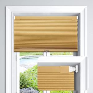 LazBlinds Cordless Cellular Shades, No Tools No Drill Light Filtering Honeycomb Shades Pleated Blinds for Windows, 20'' W x 64'' H, Yellowish-Brown