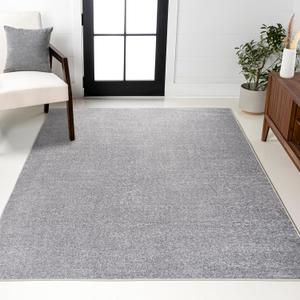 JONATHAN Y Haze Solid Low-Pile Gray Indoor Area Rug 8x10, Coastal,Bohemian,Minimalist,Classic, Easy-Cleaning for Living Room,Bedroom,Kitchen,Pet Friendly,Non-Shedding (SEU100A-8) (7'9" x 10' (Rectangular))