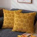 DFXSZ Fall Pillow Covers 18x18 Set of 2 Fall Decorations Autumn Yellow Pumpkin Throw Pillow Cases Soft Plush Faux Fur Wool Couch Cushion Case for Chair Sofa Bedroom Living Room Home Decor PTK02F18