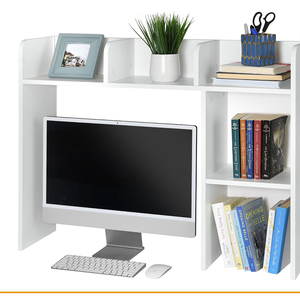 Glossyend Sturdy and Elegant Wood Dorm Desk Bookshelf Organizer, Office Desk Bookshelf Holder, Desktop Bookshelf Storage, Desk Book Organizer, Collage Dorm Desk Bookshelf, White 102x32x12.5 CM 40.15" x 12.59" x 4.92"