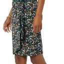 Amazon Essentials Women's Cap Sleeve Boat-Neck Faux Wrap Dress (Medium, Black Ditsy Floral)