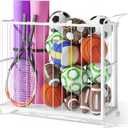 Ball Storage Bin Rolling Sports Ball Cart, Metal Garage Organizer Sport Rack, Ball Basket Storage, Ball Cage for Garage or Gym, Indoor & Outdoor Sports Equipment Organizer (white)