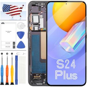 AMOLED for Samsung Galaxy S24+ Plus 5G Screen Replacement,LCD Screen for Samsung S24 Plus SM-S926u S926a S926w LCD Display Touch Screen Digitizer Assembly Repair Kit with Frame[US Version] (Black)