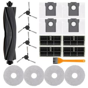 Replacement Parts Accessories Kit for Dreame L40 Ultra / X40 Ultra / X40 Master and for MOVA P10 Pro/ P50 Pro Ultra Robot Vacuum - 1 Rubber Main Brushes 4 Dust Bags 4 Mop Pads 4 Filters 4 Side Brushes