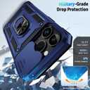 Weycolor for iPhone 14 Pro Max Case with Camera Lens Cover, HD Screen Protector, 10 FT Military Grade Drop Protection, Magnetic Ring Holder Kickstand Protective Phone Case, Navy Blue