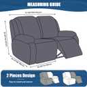 TAOCOCO Recliner Loveseat Covers Stretch Sofa Covers for 2 Seat Large Reclining Couch, 2 Pieces Reclining Loveseat Covers Soft Washable Furniture Protector with Pocket (2 Seater Oversized, Light Gray)