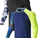 2 Pack Mens Rash Guard Long Sleeve Swim Shirts UPF 50+ Sun Protection Quick Dry Lightweight UV Fishing Surf Shirt (XL)