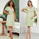 AISWI 2024 Summer Maternity Nursing Dress Pockets Baby Shower Wedding Guest Pregnancy Short Ruffle Sleeves A-line Midi (Green, M)
