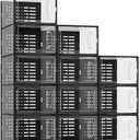 SEE SPRING Shoe Storage Boxes, White Plastic Stackable Shoe Organizer for Closet, Shoe Rack & Holder Sneaker Container, 12 Pack Black