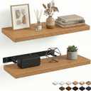 31.5in Floating Shelves for Wall, Wall Mounted Shelves for Decor Storage Set of 2, Floating Shelf for Bedroom, Bathroom, Living Room and KitchenBeech