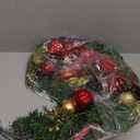 Lighted Christmas Garland, 6 Ft Battery Operated Christmas Garland with 20 LED Lights Red Gold Balls Poinsettias, Cordless Xmas Garland for Fireplace Mantle Stairecase Indoor Outdoor Decorations