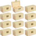 Cregugua 12 Pieces Small Wooden box Unfinished Wood Treasure Boxes with Lid for DIY Crafts (3.5 x 2.1 x 1.9 In)