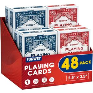 FURWEY Playing Cards 48 Pack,Standard Index,Red and Blue Backs,Large Digital Printing is Easy to Read,BlackjackEuchre, Canasta Card Game, Poker CardsRed/Blue