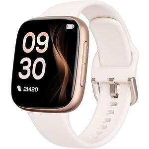 Smart Watch for Women Android & iPhone, 1.85" AMOLED Display,10 Day Battery, 30m Waterproof Swimming, Answer/Make Calls, Fitness/Heart Rate/Sleep Tracker/100 Sports, Beige