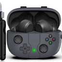 RFUNGUANGO Compatible with JBL Vibe 200TWS/JBL Vibe Beam Protective Case, Soft Silicone Game Console Theme Protective Case with Cleaning Kit, with Carabiner,Dark Grey