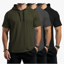 Ficerd 3 Pack Big and Tall Men's Hoodie Short Sleeve Workout T Shirts Casual Running Athletic Pullover Sweatshirt, 3XL