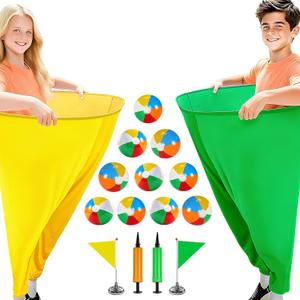 Granny Pants Yard Game for Kids (31.5 in *24 in), 2Pcs Granny Pants Outdoor Games with 10 Bouncy Balls, 2 Pumps & Flags, Granny Pants Game for Family Carnival Party Reunion Gathering (Small)