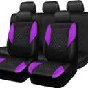 CAR PASS Purple Leather Seat Covers, Quilting Pretty Car Seat Cover with 5mm Composite Sponge Inside,Airbag Compatible,Universal Fit for Most Sedan SUV Van Truck (Full Set,Purple) (Black and Purple)