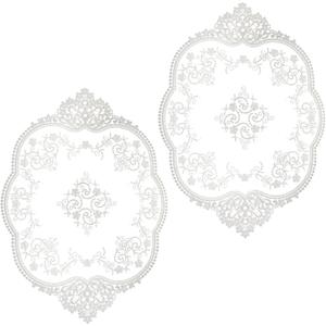 2 Pcs Lace Placemats White Table Placemats Fashionable Floret Embroidered Lace Doilies Retro French Style Tables Crochet Placemat for Furniture Room Nightstand Decor