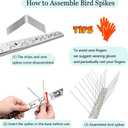 PANGCH Bird Spikes,Stainless Steel Bird Spikes Metal Bird Spikes Fence Spikes Easy to Install - 185 Strips 200.29 Feet Coverage