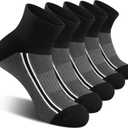 Gonii Mens Athletic Ankle Socks 5-Pairs - Blister Defense & Cushioned for Running, Hiking, Sports (9-12)