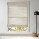 LazBlinds Cordless Bamboo Roman Shades for Windows, Light Filtering Natural Bamboo Blinds, Easy Lift Cordless Design for Living Room & Bedroom, Fits Interior Windows 39" W x 64" H, Greystone