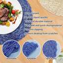 15 Inch Round Woven Placemats Set of 4 - Washable Non-Slip Table Mats for Kitchen, Home & Farmhouse (Blue, 4-Pack) (Cream)
