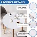 Fitted Round Table Covers 60 Inch-2 Pack White Elastic Spandex Table Cloth-Small Stretch Folding Circle Tablecloths Topper Cap for Kitchen Dining Commercial Party Picnic Event Banquet Tables