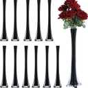 Craft And Party, Pack of 12, Eiffel Tower Vases Centerpiece for Flower, Wedding, Decoration. (16", Black)